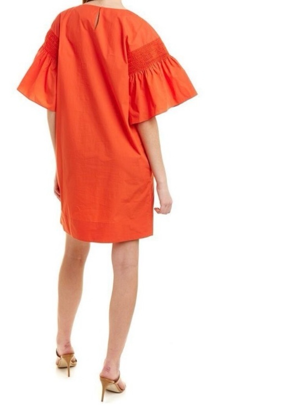 WEEKEND MAX MARA Pacos Poplin Cotton Dress Size 8 Bell Sleeve Red Coral EUC - Picture 10 of 10